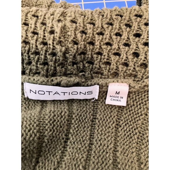Notations Dark Green Open Front Long Knit Cardigan Size M - Picture 4 of 7
